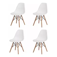 GENERICO - Kit De 4 Sillas De Mesa Charles Eames De Madera Con Estructura