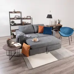 MUEBLES FIOTTI - Sofa cama 3 Puestos Gris Velvet Poliester Morelia