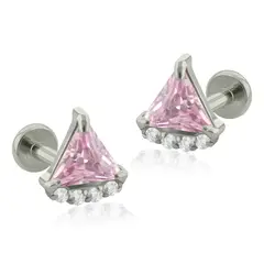 AGHA JEWELRY - Titanio Aretes Piercing Colmillo Cristal Zirconia Cúbica para Lóbulo