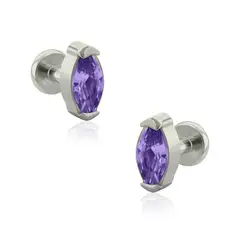 AGHA JEWELRY - Titanio Aretes Piercing Single Marquise Cristal Zirconia Cúbica para lóbulo