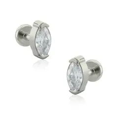 AGHA JEWELRY - Titanio Aretes Piercing Single Marquise Cristal Zirconia Cúbica para lóbulo