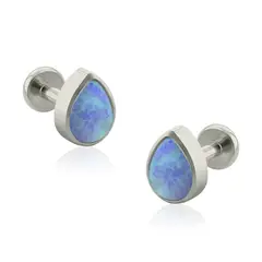 AGHA JEWELRY - Titanio Aretes Piercing Gota Opal para Lóbulo