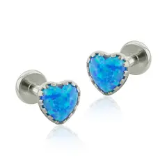 AGHA JEWELRY - Titanio Arete Piercing Corazón Opal para Lóbulo