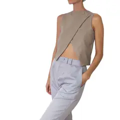ASTRONAUT - Chaleco Cruzado Para Mujer Elegante Casual Cuello Redondo_.