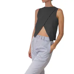 ASTRONAUT - Chaleco Cruzado Para Mujer Elegante Casual Cuello Redondo_.