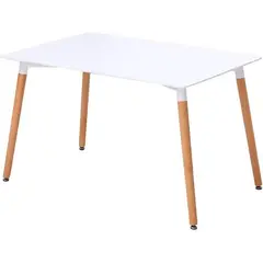 MOBLIHOUSE - Mesa De Comedor 6 Puestos Blanca 120x60x73cm