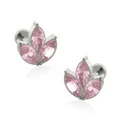 AGHA JEWELRY - Titanio Aretes Piercing Clover Marquise Cristal Zirconia Cúbica para Lóbulo