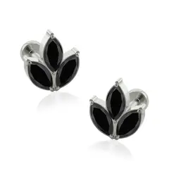 AGHA JEWELRY - Titanio Aretes Piercing Clover Marquise Cristal Zirconia Cúbica para Lóbulo