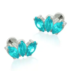 AGHA JEWELRY - Titanio Aretes Piercing Marquise Cristal Zirconia Cúbica para Lóbulo