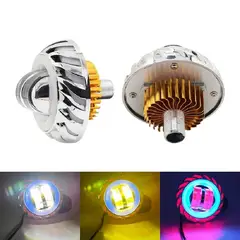 LEDMAX - Ojo De Diablo Aro Azul Rojo Centro Tricolor Antiniebla Moto