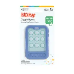 NUBY - Mordedor De Silicona Con Forma De Celular Fda Azul -