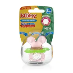 NUBY - Mordedor De Silicona Chewbies Con Estuche Rosa Con Verde
