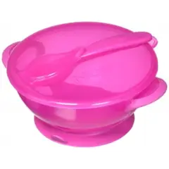 NUBY - Tazón De Succión Con Cuchara Y Tapa Rosa - - 5419-ROSA