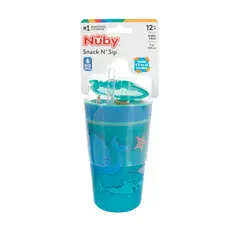 NUBY - Vaso Para Aperitivos Y Bebidas 2 En 1-270 Ml Marino