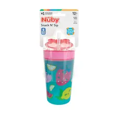 NUBY - Vaso Para Aperitivos Y Bebidas 2 En 1-270Ml Frutas