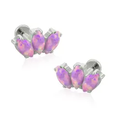 AGHA JEWELRY - Titanio Aretes Piercing Marquise Opal para Lóbulo