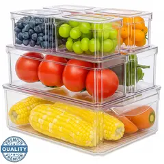 ONE PIXEL - Organizador De Nevera Cocina Set 7 Contenedores Con Tapa PREMIUM