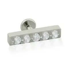 AGHA JEWELRY - Titanio Arete piercing 5 Multi-Gem Rectangular Cristal Zirconia Cúbica para Lóbulo