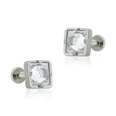 AGHA JEWELRY - Titanio Aretes Piercing Cuadrado Cristal Zirconia Cúbica para Lóbulo