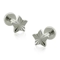 AGHA JEWELRY - Titanio Aretes piercing Estrella Plana Stripes para lóbulo