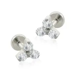 AGHA JEWELRY - Titanio Aretes Piercing Trinity Cristal Zirconia Cúbica para Lóbulo
