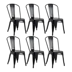 MOBLIHOUSE - Set X6 Silla Metal Tolix Negra