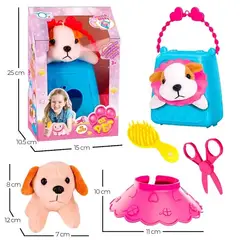 OX TOYS - Perro mascota de peluche con bolso en colores surtidos