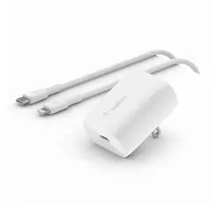 BELKIN - Cargador de pared USB-C de 20W + cable USB-C con conector Lightning