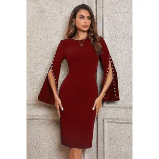 NEGRELI - VESTIDO DE MUJER FORMAL CON PERLAS REF-4023