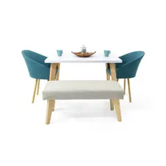 VENECIA - Set Comedor Lugo Matiz 4P Sillas Tokyo y Butaco Viena Petróleo Taupe_.