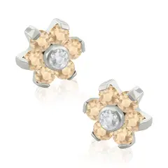 AGHA JEWELRY - Titanio Aretes Piercing Micro Flor Cristal Zirconia Cúbica para Lóbulo