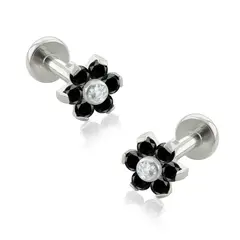 AGHA JEWELRY - Titanio Aretes Piercing Micro Flor Cristal Zirconia Cúbica para Lóbulo