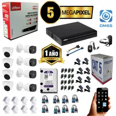 DAHUA - KIT CAMARAS DE SEGURIDAD 5MP DVR 16 CH + 8 CAMARAS + DISCO 4 TB
