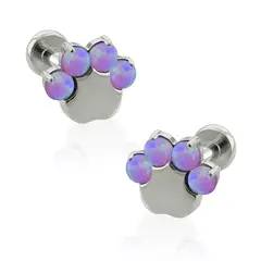 AGHA JEWELRY - Titanio Aretes Piercing Huella Opal para Lóbulo