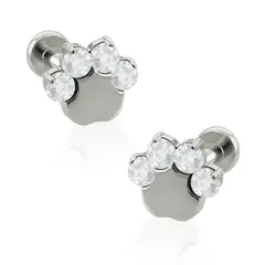 AGHA JEWELRY - Titanio Aretes Piercing Huella Opal para Lóbulo