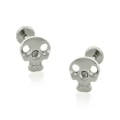 AGHA JEWELRY - Titanio Aretes piercing Calavera Plana para lóbulo