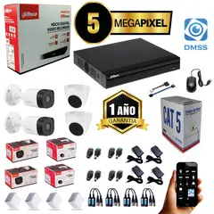 DAHUA - KIT CAMARAS DE SEGURIDAD 5MP DVR 4 CH + 4 CAMARAS