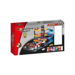 OX TOYS - Set de parqueadero con 1 helicóptero y 4 carros OW24060