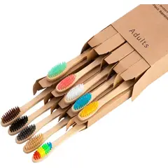 GENERICO - Cepillo de dientes de bambú x 10 unidades