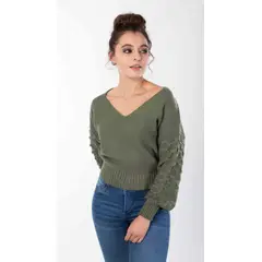 HIGHLAND - Sweater Dan Color Verde oliva.