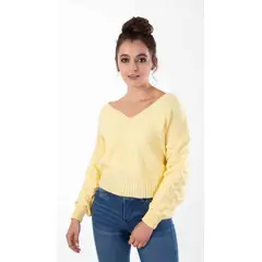 HIGHLAND - Sweater Dan Color Amarillo Celeste.