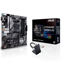 ASUS - Placa Madre Prime B550M-A AC · AMD Socket AM4 · Micro ATX · DDR4 · WiFi 5 / Bluetooth 4.2
