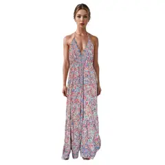 FRIOLENTA - Vestido Largo Boho Hindu Estampado Maxi Vestido