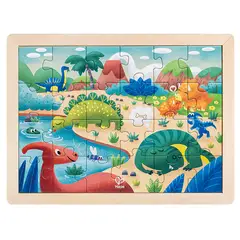 HAPE - Rompecabezas En Madera Dinosaurios Para Colorear 2 En 1 Niños