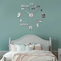 COOL TIME RELOJES - Reloj De Pared 3d Grande 50 Cm Plateado Diseño Moderno