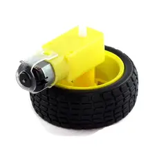 AMERICAN GENERICS - Motoreductor Amarillo 12kg 3v A 12v y Llanta 65mm 120rpm