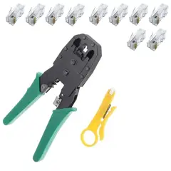 GENERICO - Ponchadora De Red Rj45 Rj11 Rj9 + Pelacable + X10 Plug Rj45