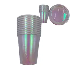 LOOMPA - Vaso 10pcs 9oz + Plato 10pcs 7pul Holográfico Loompa.