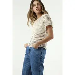 TENNIS - Camiseta crudo tipo crochet para mujer