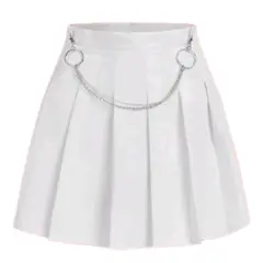 RAINBOW MODA - Falda plisada con Cadenas Mujer Negra Blanco